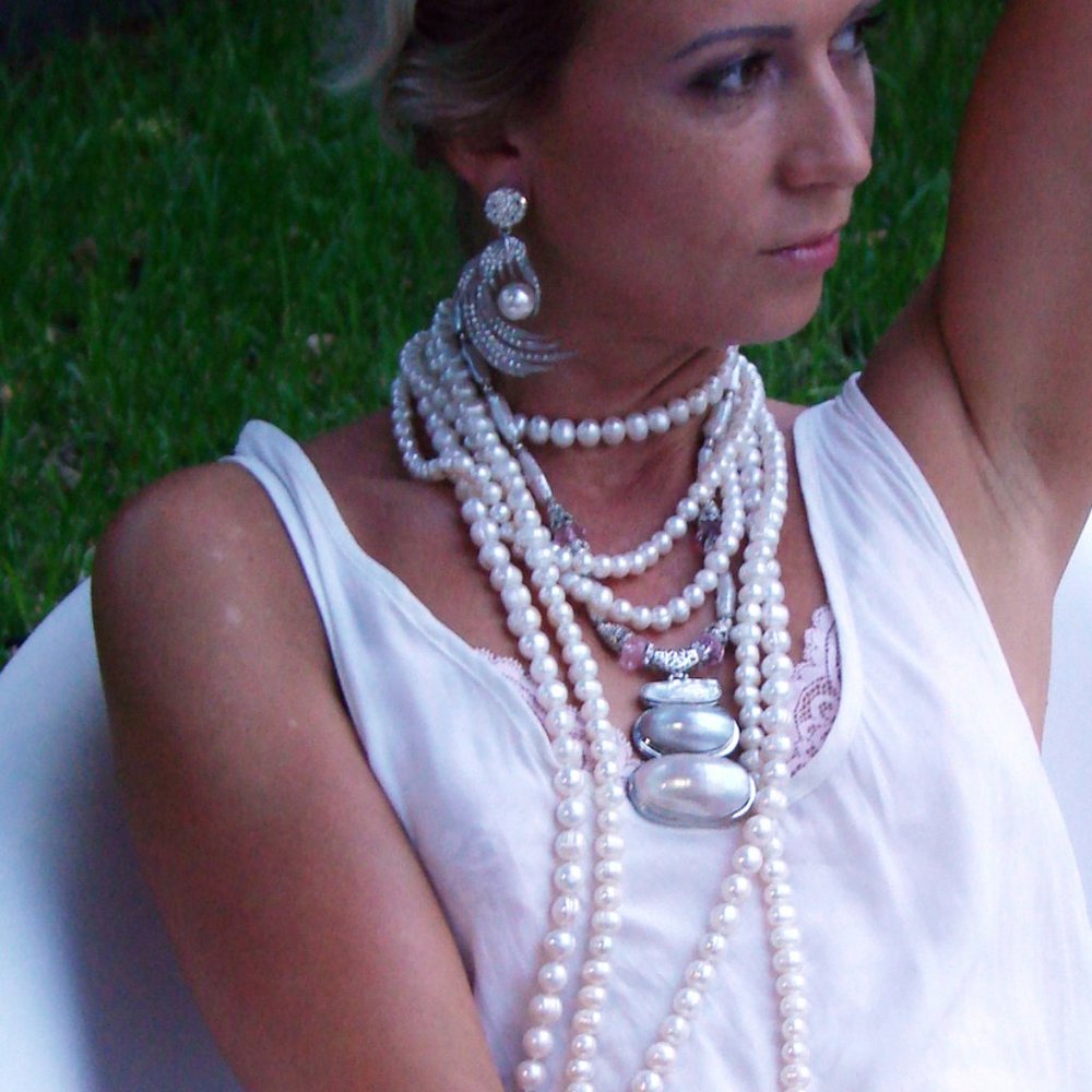 Earrings/Clips American Vintage Jewelry Faux Large Pearls White Crystals - Picture 13 of 15